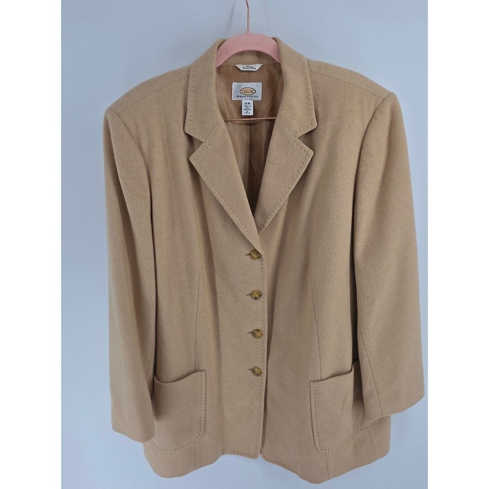 Talbots Woman Petites 18W Blazer Jacket 100% Pure Camel Hair Tan Made in Italy